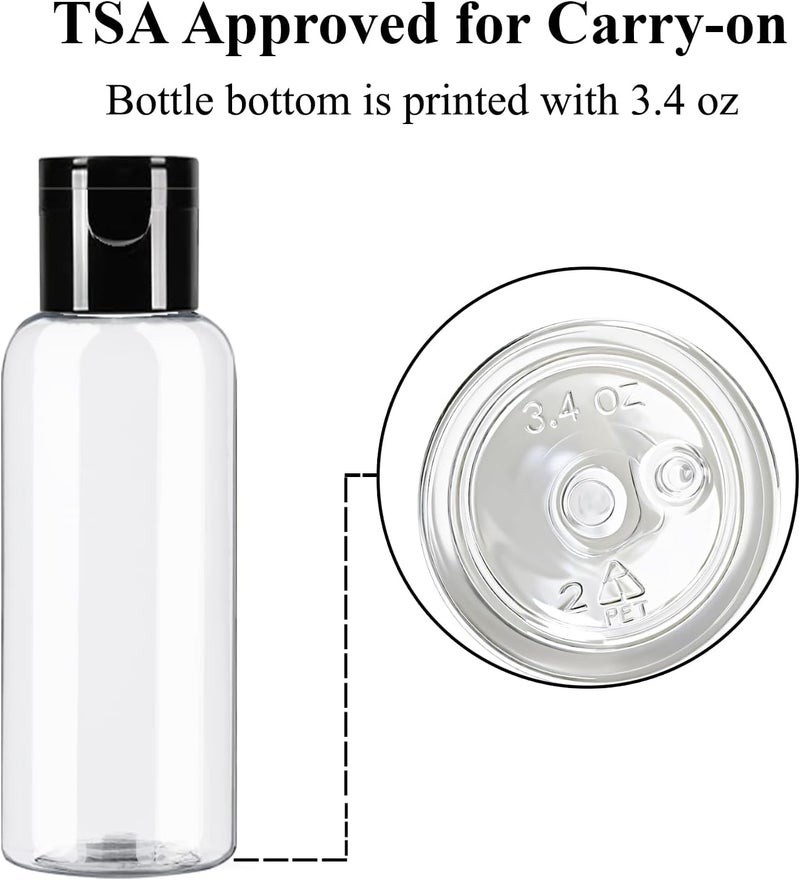 DNSEN 5 Pack 3.4 oz Travel Size Bottles for Toiletries TSA Approved Leak Proof Empty Refillable Liquid Containers with Labels - Image 5